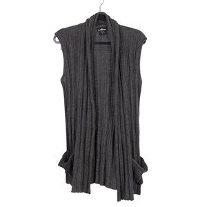 Its Our Time Cardigan Sweater XL Womens Charcoal Gray Ribbed Knit Long Pockets